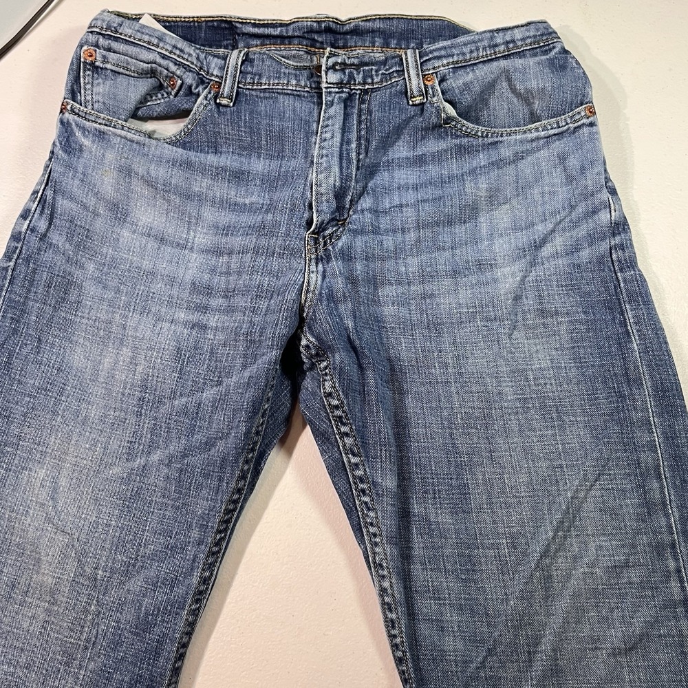 Levis 505 Jeans Mens 32x32 Blue Straight Leg Medium Wash Denim Pants EUC - Picture 5 of 9